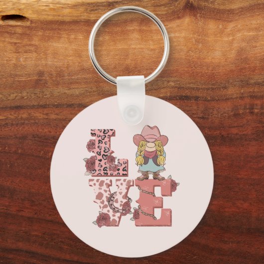 Retro Westerne Love Sleutelhanger (Voorkant)