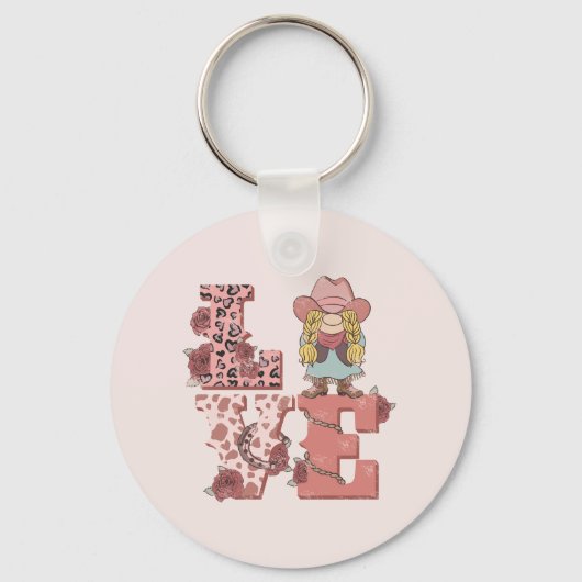 Retro Westerne Love Sleutelhanger (Achterkant)