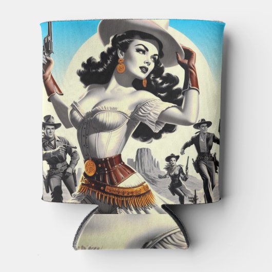 Retro Westerne Pin-up Blikjeskoeler (Voorkant)