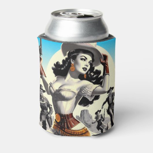 Retro Westerne Pin-up Blikjeskoeler (Blikje Achterkant)