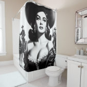 Retro Westerne Pin-up Douchegordijn (In situ)