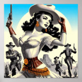 Retro Westerne Pin-up Poster (Voorkant)