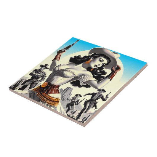 Retro Westerne Pin-up Tegeltje (Zijkant)