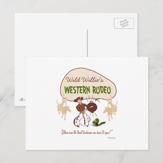 Retro 'Westerne Rodeo Briefkaart (Voorkant / Achterkant)