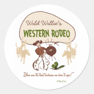 Retro 'Westerne Rodeo' Ronde Sticker