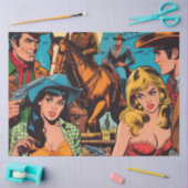 Retro Westerne striptekeningen Tissuepapier (Craft)