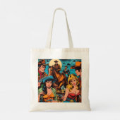 Retro Westerne striptekeningen Tote Bag (Achterkant)