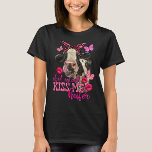 Retro Westerne Valentijnsdag Roze Koe Love Butter T-shirt