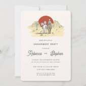 Retro Westerne woestijn | Boho Engagement Party Kaart (Voorkant)