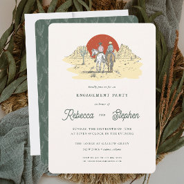 Retro Westerne woestijn | Boho Engagement Party Kaart