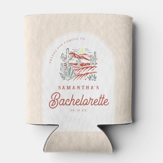 Retro Westerne woestijn | Vrijgezellenfeest Blikjeskoeler (Achterkant)