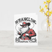 Retro Westerne Xmas Wrangling Christmas Cheer Sant Kaart (Gele Bloem)