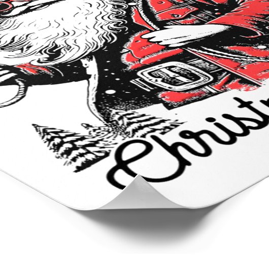 Retro Westerne Xmas Wrangling Christmas Cheer Sant Poster (Hoek)