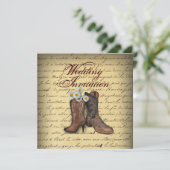 retro westerse country cowboy bruiloft aankondiging (Staand voorkant)