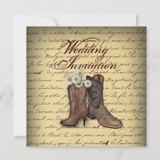retro westerse country cowboy bruiloft aankondiging (Voorkant)