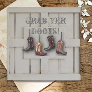 retro westerse country cowboy bruiloft kaart