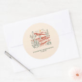 Retro Westerse Woestijn Cactus | Bachelorette Ronde Sticker (Envelop)