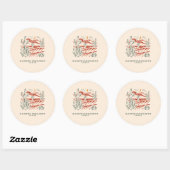 Retro Westerse Woestijn Cactus | Bachelorette Ronde Sticker (Vel)