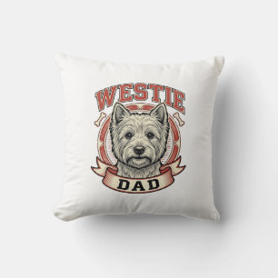 Retro Westie Vader Hond Liefhebber Shirt Ontwerp_1 Kussen