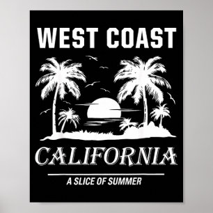 Retro westkust californië strand zomer grafisch poster
