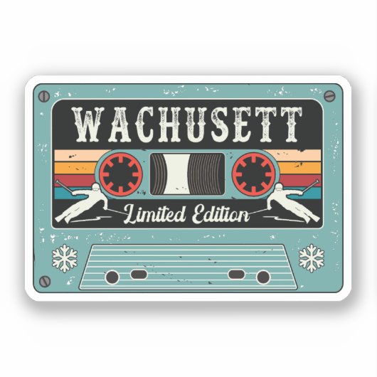 Retro Whachusett Mountain Ski Sticker (Voorkant)