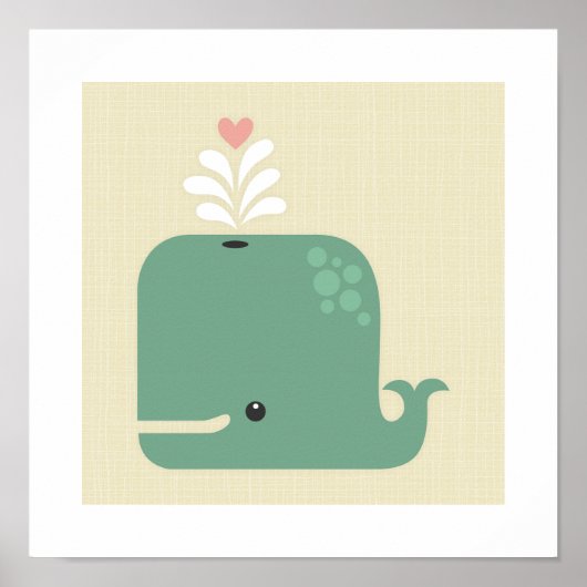 Retro Whale Poster Print (Voorkant)