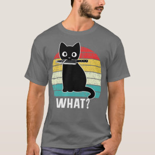 Retro What Cat Black Knife Meow Kat Funny Cats M T-shirt