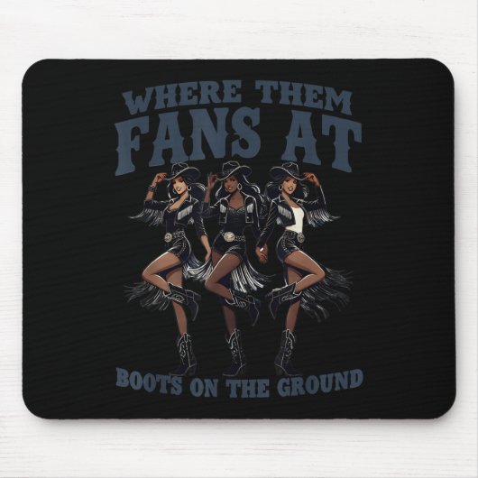 Retro Where Them Fans At Boots On The Ground Black Muismat (Voorkant)