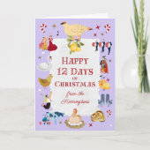 Retro Whimsical 12 Days of Christmas Feestdagen Kaart (Voorkant)