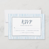 Retro Whimsical Blue Stripes Handdrawn RSVP Card (Voorkant)