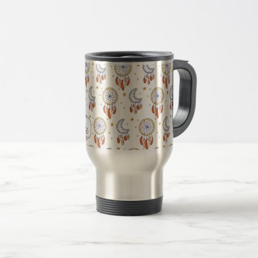 Retro Whimsical Boho Pattern Monogram Name Reisbeker (Voorkant rechts)