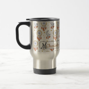 Retro Whimsical Boho Pattern Monogram Name Reisbeker