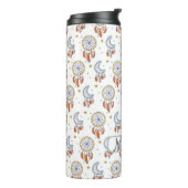 Retro Whimsical Boho Pattern Monogram Name Thermosbeker (Gedraaid links)