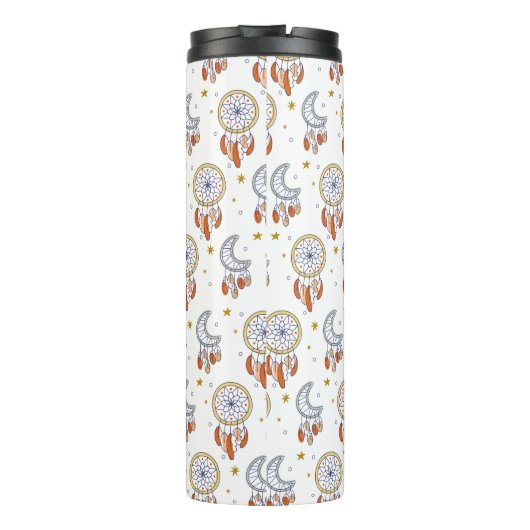 Retro Whimsical Boho Pattern Monogram Name Thermosbeker (Achterkant)