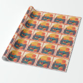 Retro Whimsical Boho stijl zonsondergang landschap Cadeaupapier (Uitgerold)