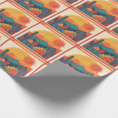 Retro Whimsical Boho stijl zonsondergang landschap Cadeaupapier (Hoek)