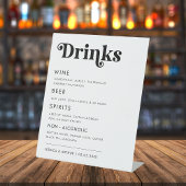 Retro Whimsical Bold Script Wedding Bar, menu Drin Reclamebord Met Voetstuk