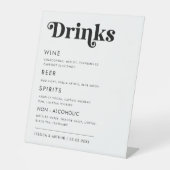 Retro Whimsical Bold Script Wedding Bar, menu Drin Reclamebord Met Voetstuk (Voorkant)