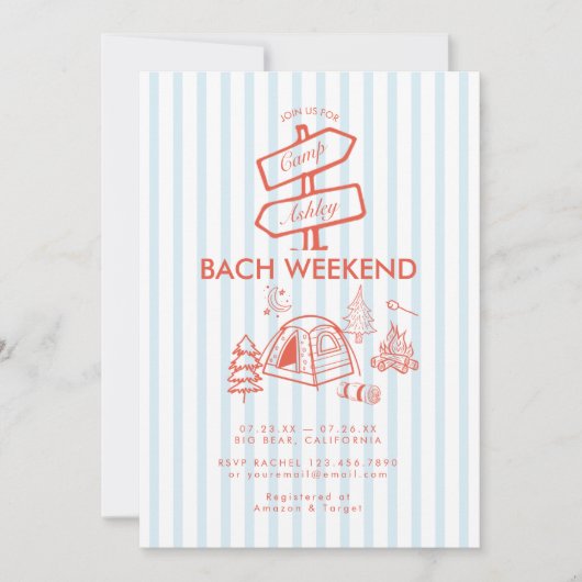Retro Whimsical Camping Vrijgezellenweekend Kaart (Voorkant)