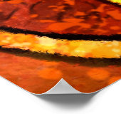 Retro Whimsical Cat Kat Bloemen Geel Rood Sinaasap Poster (Hoek)