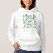  Retro Whimsical Festive Green Christmas Doodles Hoodie (Voorkant)