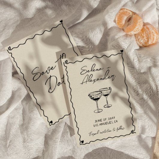 Retro Whimsical hand geschreven bruiloft Save The Date