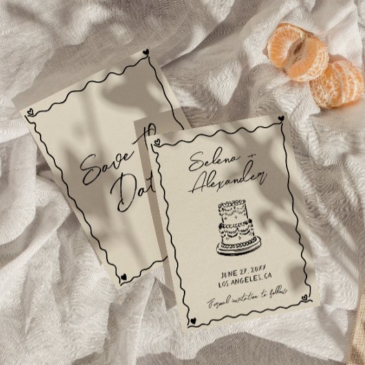 Retro Whimsical hand geschreven bruiloft Save The Date