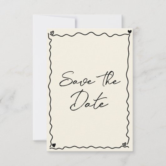 Retro Whimsical hand geschreven bruiloft Save The Date (Voorkant)