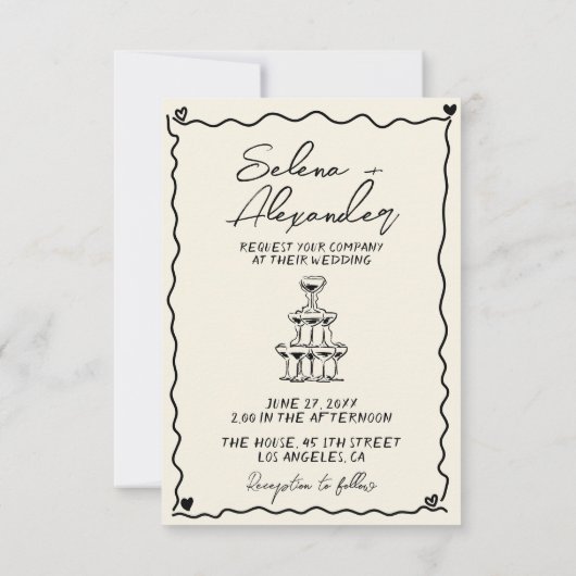 Retro Whimsical hand geschreven bruiloft Uitnodigi Save The Date (Achterkant)
