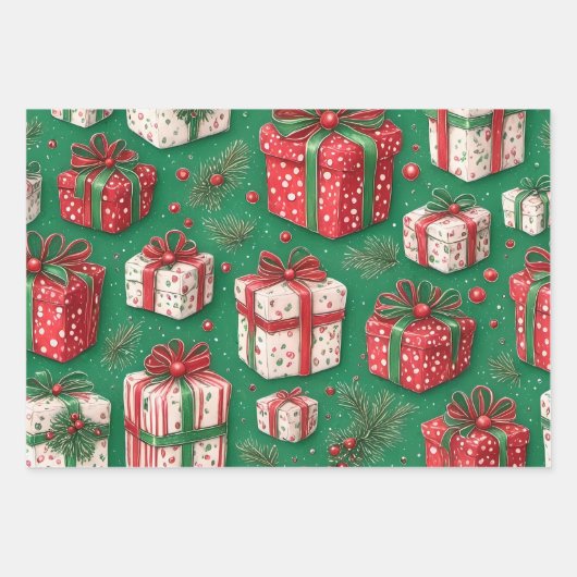 Retro Whimsical Kerstmis Inpakpapier Vel (Voorkant 2)