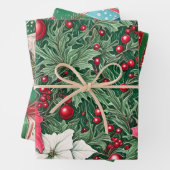 Retro Whimsical Kerstmis Inpakpapier Vel (In situ)