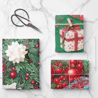 Retro Whimsical Kerstmis Inpakpapier Vel