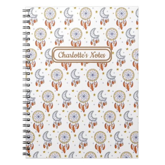Retro Whimsical Mandala Boho Patroonnaam Notitieboek (Voorkant)