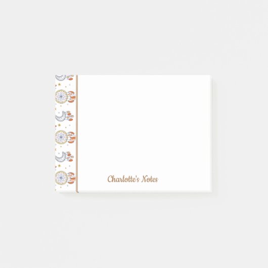 Retro Whimsical Mandala Boho Patroonnaam Post-it® Notes (Voorkant)